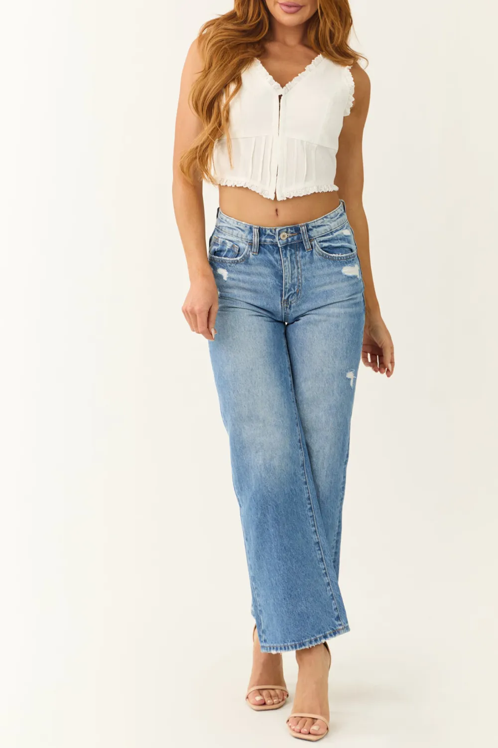 Ivory Corset Style Sleeveless Crop Top