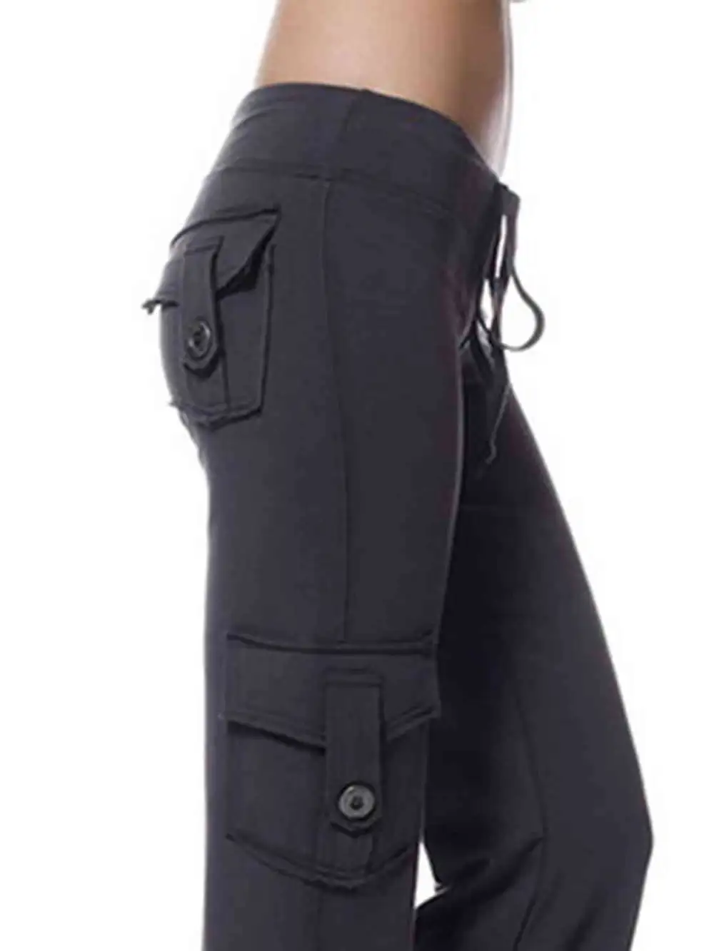 Mid Waist Pants With Pocket