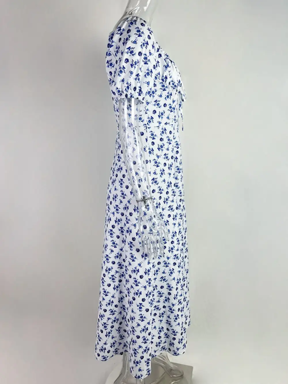 Full Size Floral Print Tie Front Slit Dress Plus Size