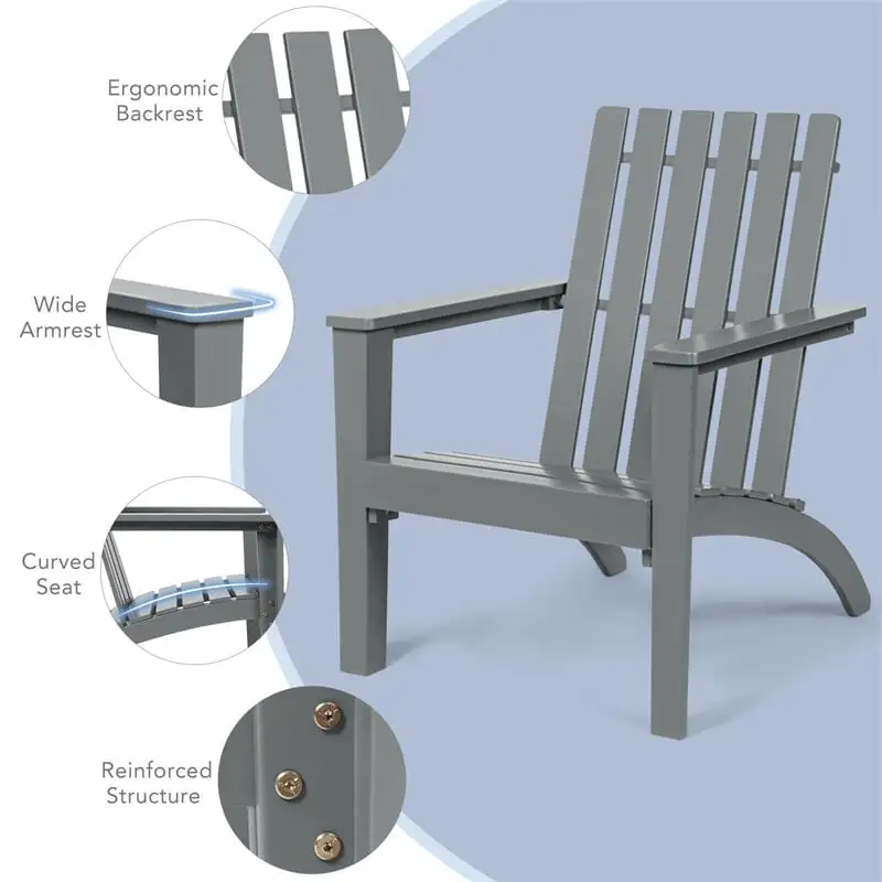 Outdoor Patio Acacia Wood Adirondack Lounge Chair