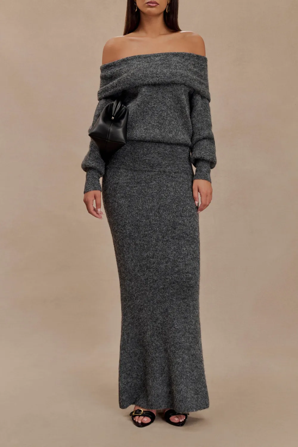 Knit Maxi Skirt With Overlay