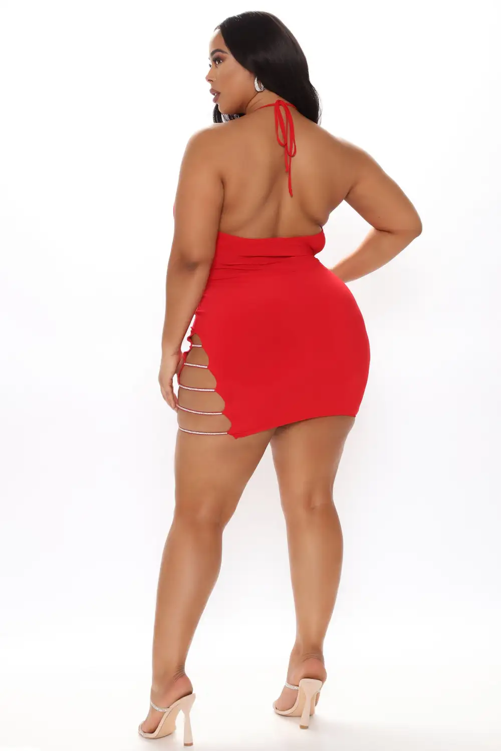 Kelsey Cowl Neck Mini Dress - Red