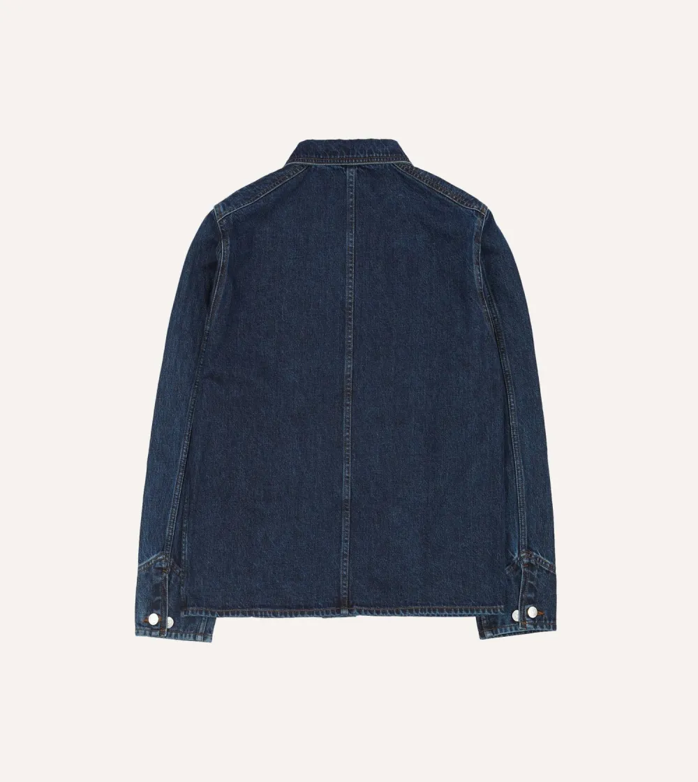 Dark Blue Denim Button Front Jacket