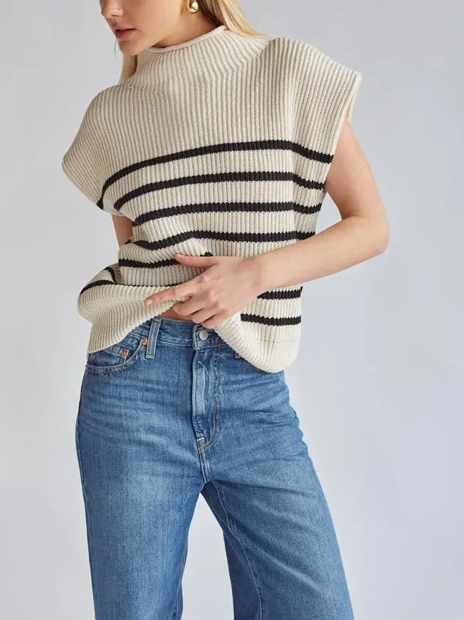 Mock Neck Sleeveless Sweater Top