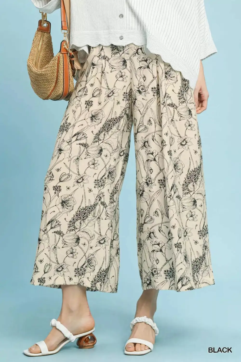 Everyday Two Tone Floral Print Pants