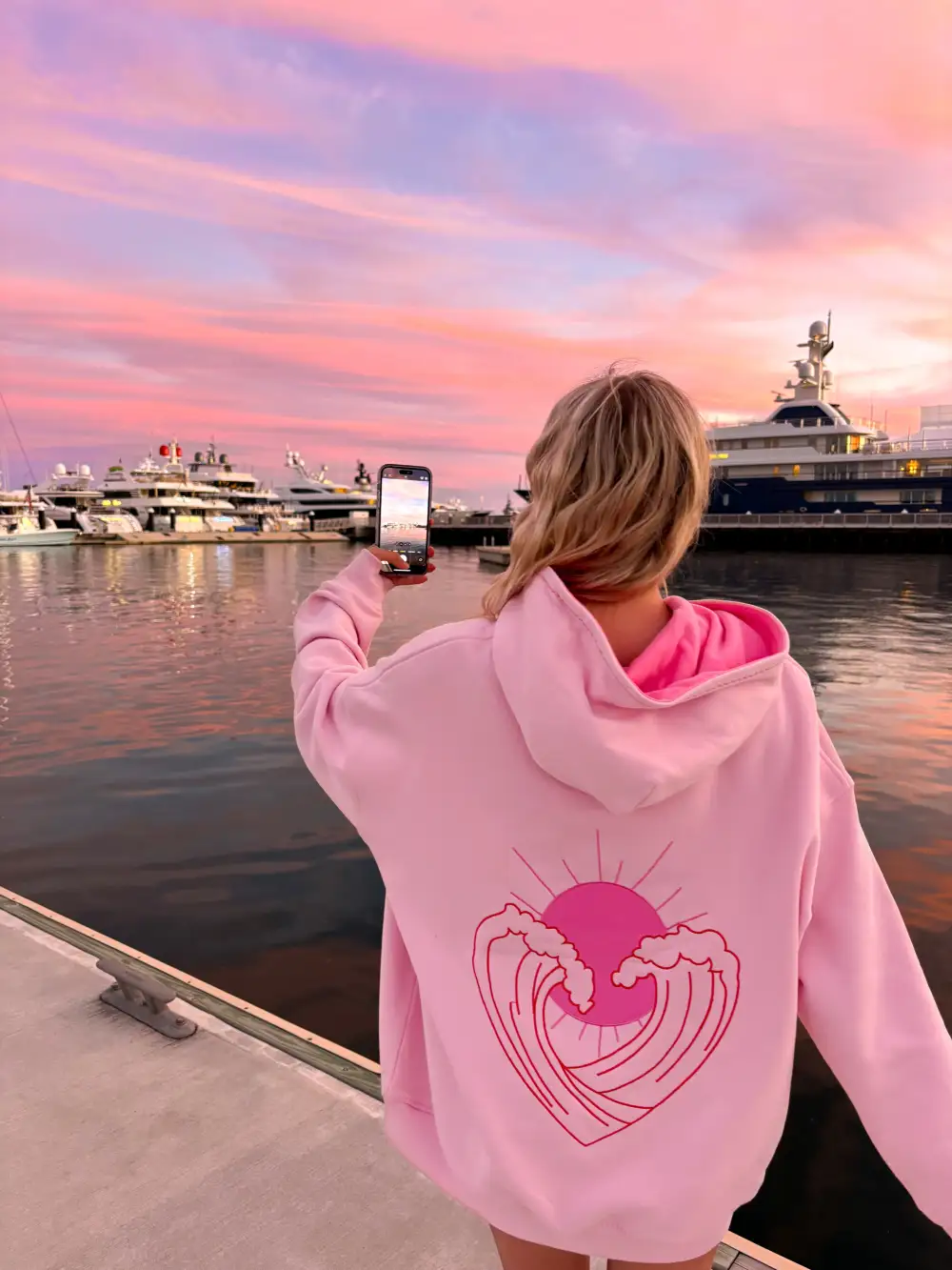 Bubblegum Ocean Heart Stitched Hoodie