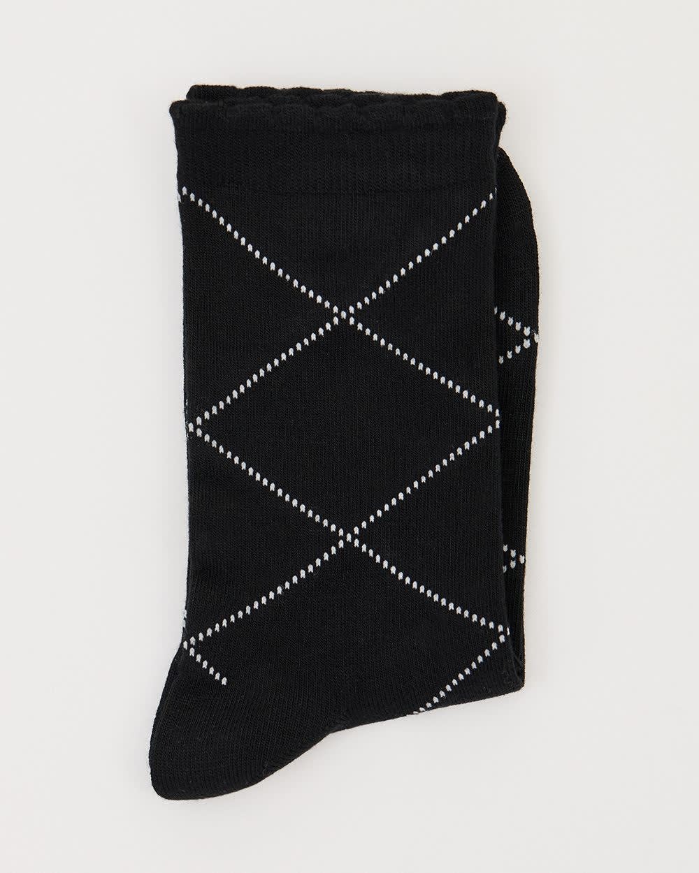 Bamboo Crew Socks With Argyle Pattern