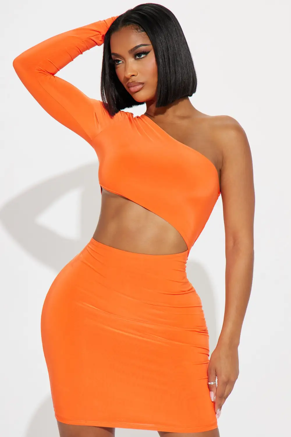 Cari Doubled Cut Out Mini Dress - Orange