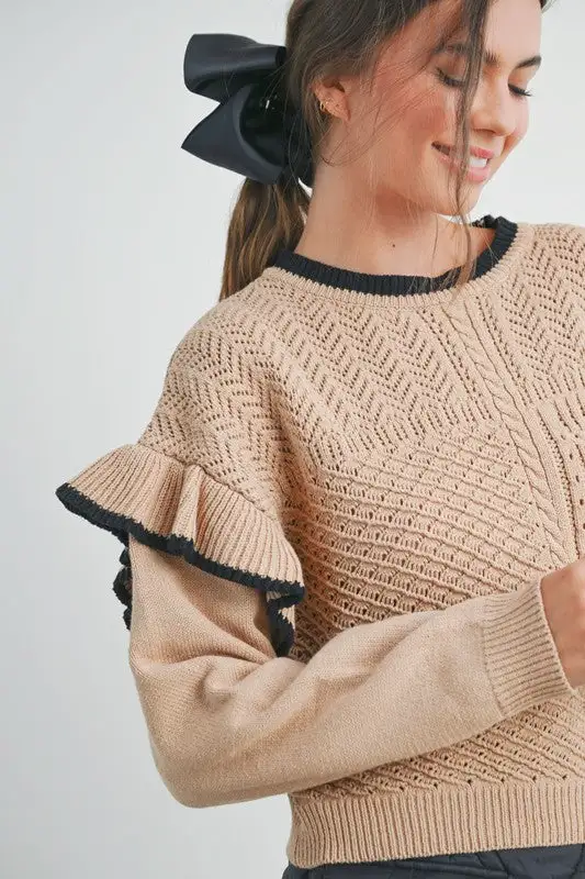 Ruffled Elegance Sweater