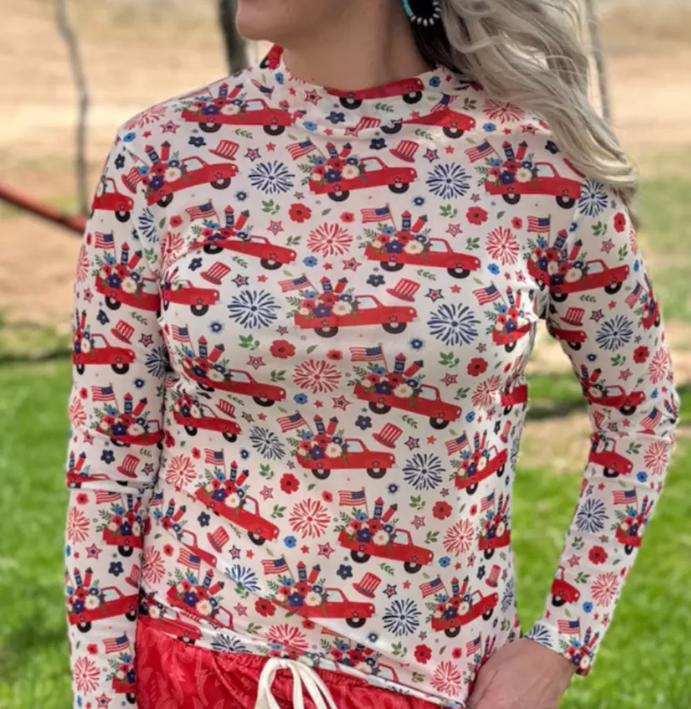 Freedom Fireworks Mesh Top