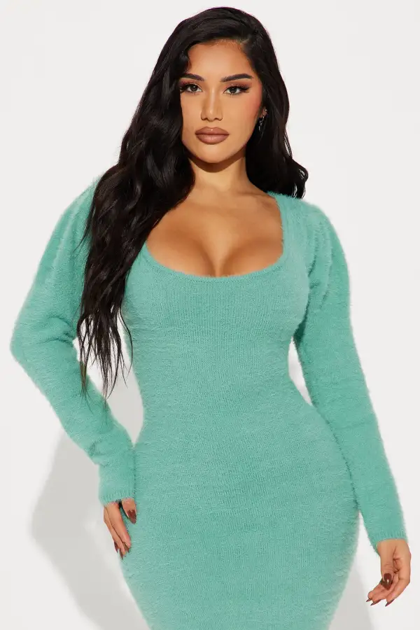 Brenna Sweater Midi Dress - Sage