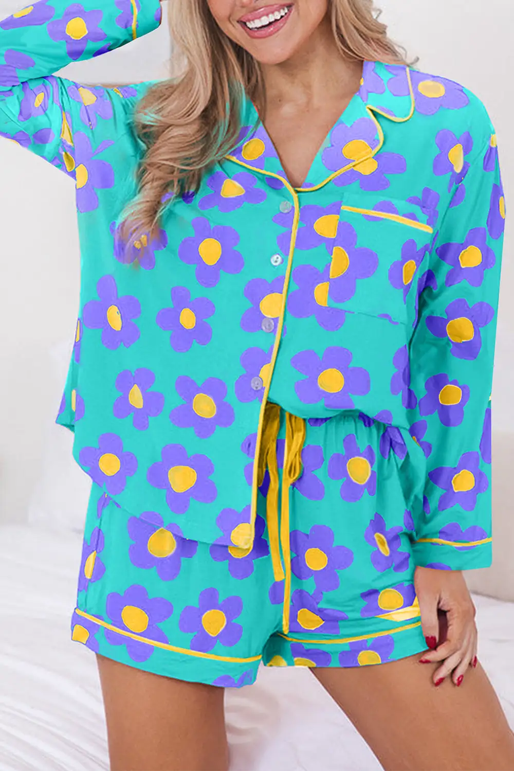 Soft Floral Print Short Pajama Set