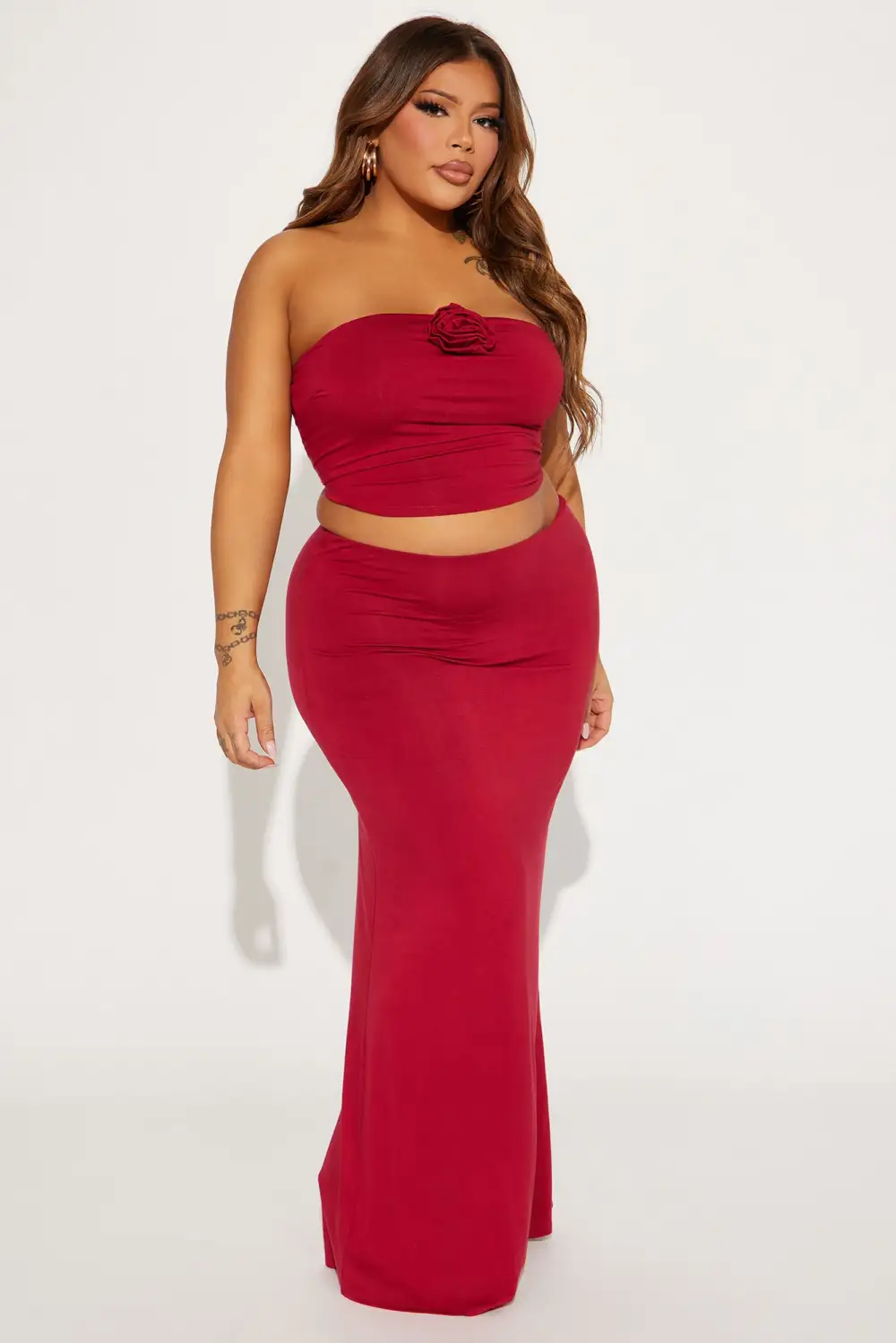 La Vie En Rose Skirt Set - Red