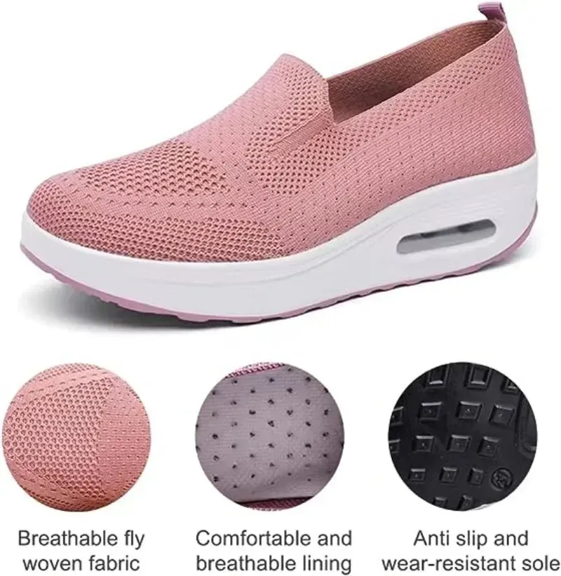 Air Cushion Slip-On Walking Shoes Platform Mesh Sneaker Sandals