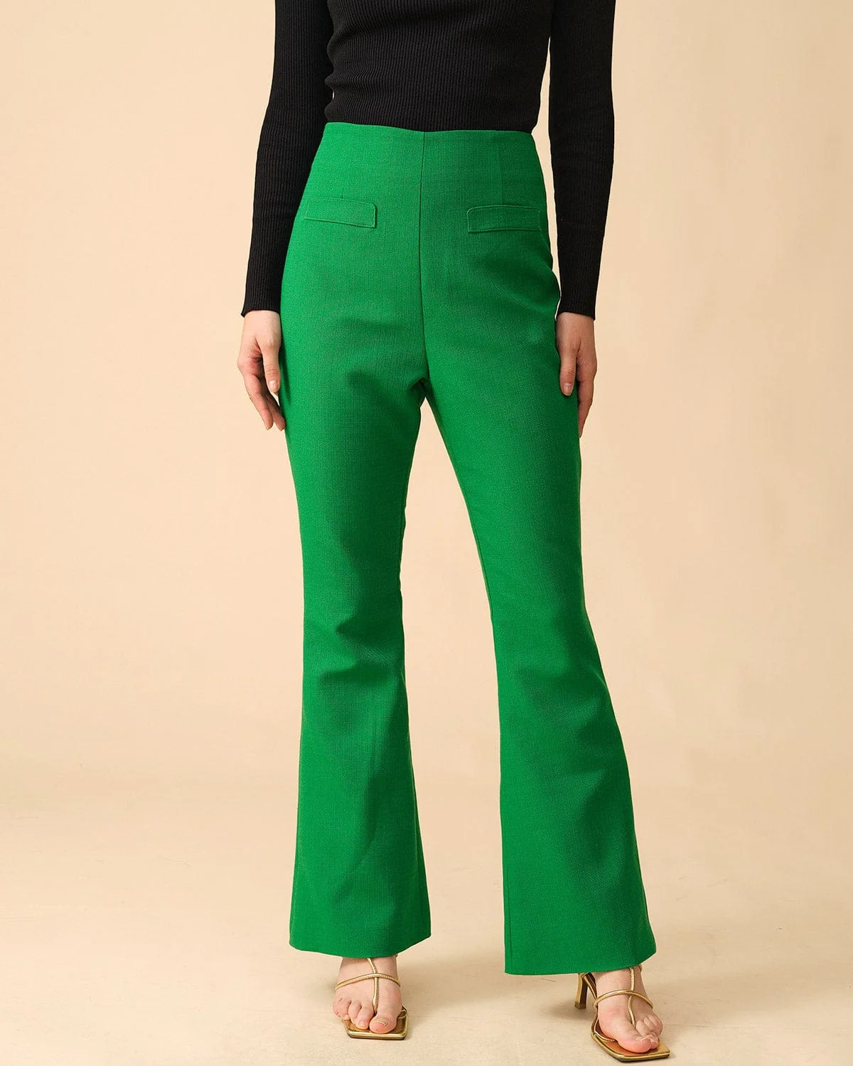 The Solid High-waisted Flare Pants