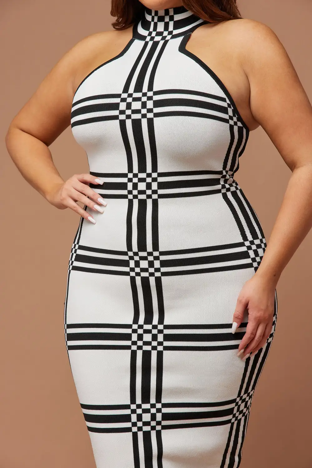 Donna Knit Midi Dress - White/Black