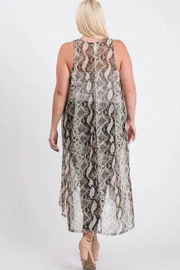 Plus Size Mesh Sleeveless Long