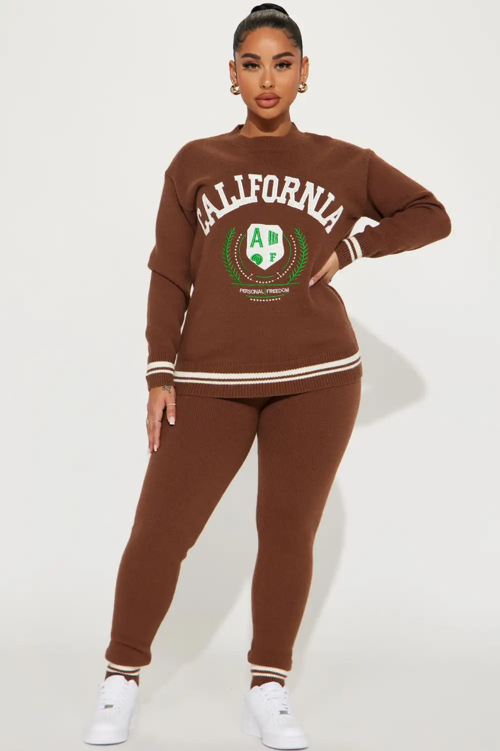California Coast Sweater Legging Set - Brown Combo