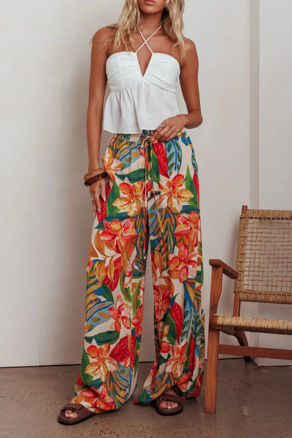 Breathable Linen Casual Women's Wide Leg Pants
