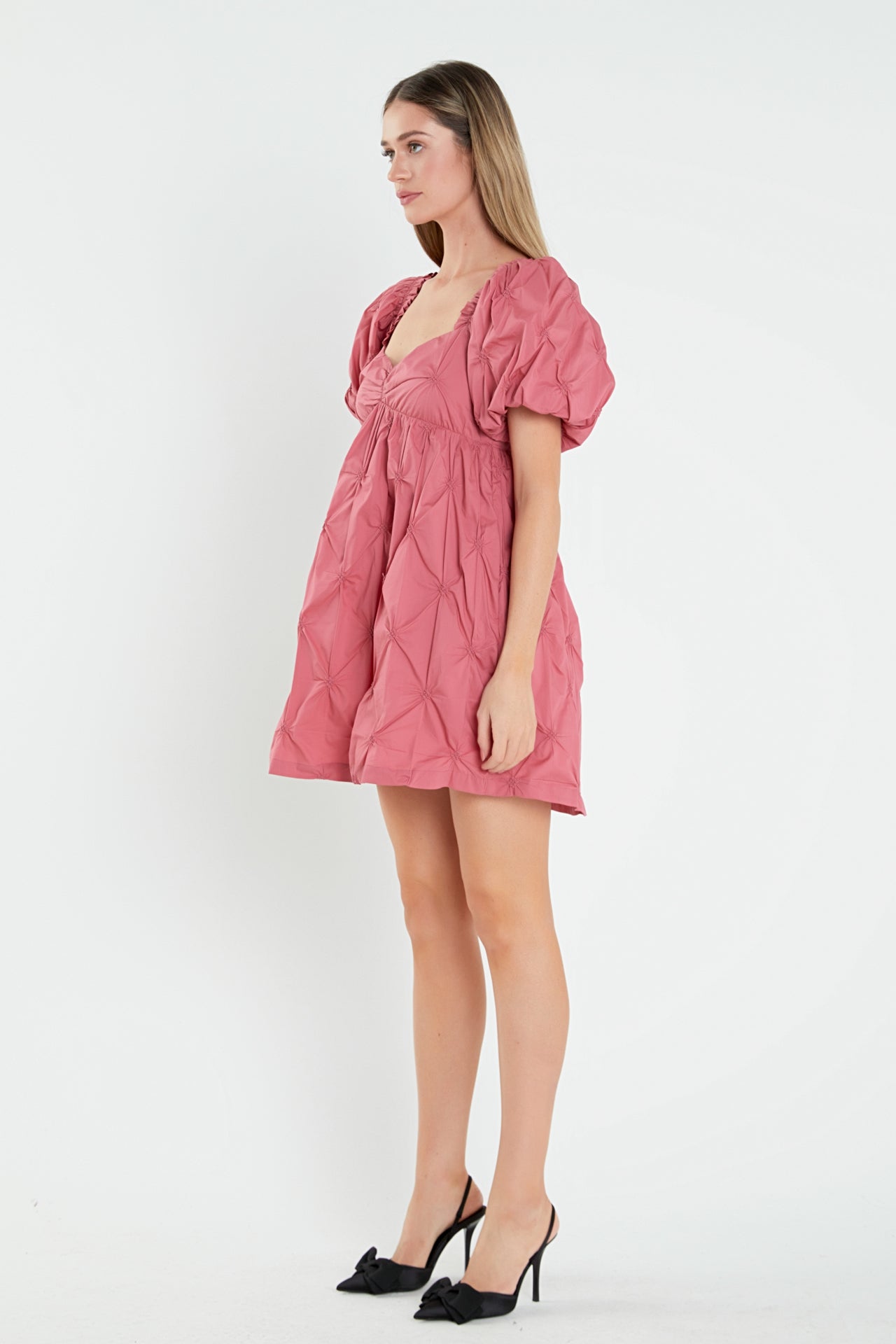 Textured Babydoll Mini Dress