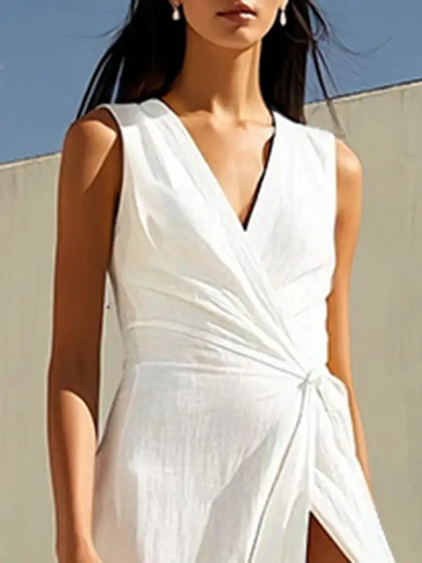 Asymmetric Sleeveless Neck Maxi Dress