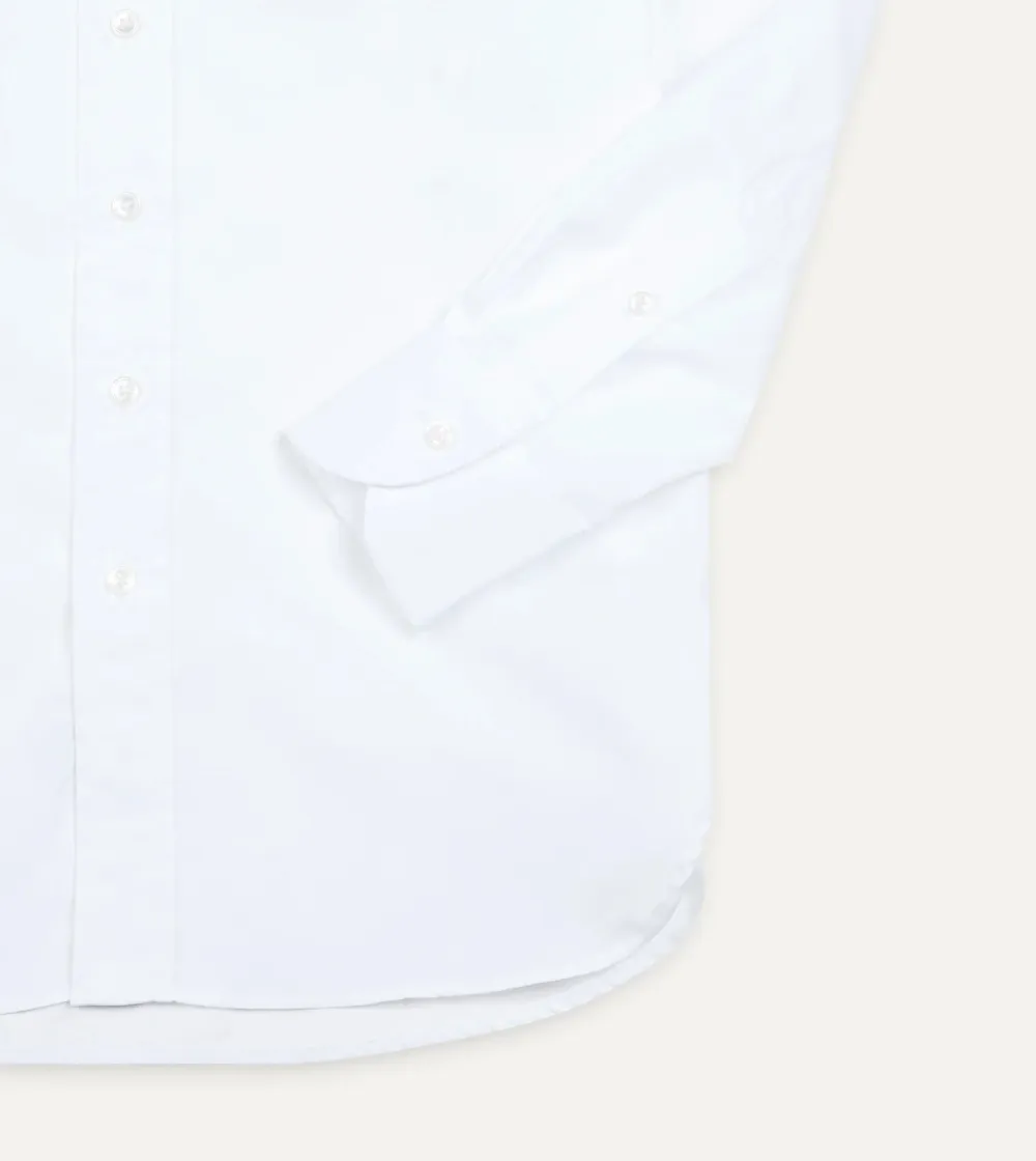 Casual Style White Cotton Spread Collar Poplin Shirt