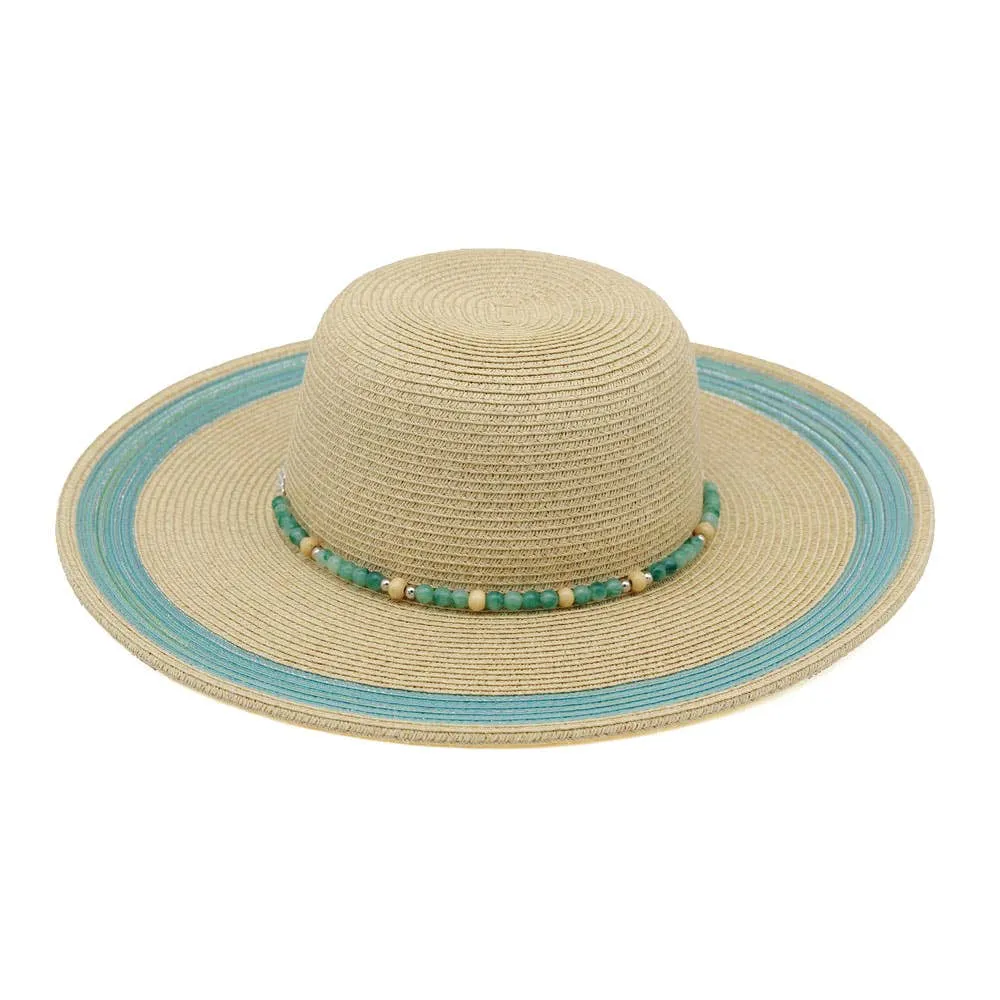 Beaded Band Wide Brim Hat