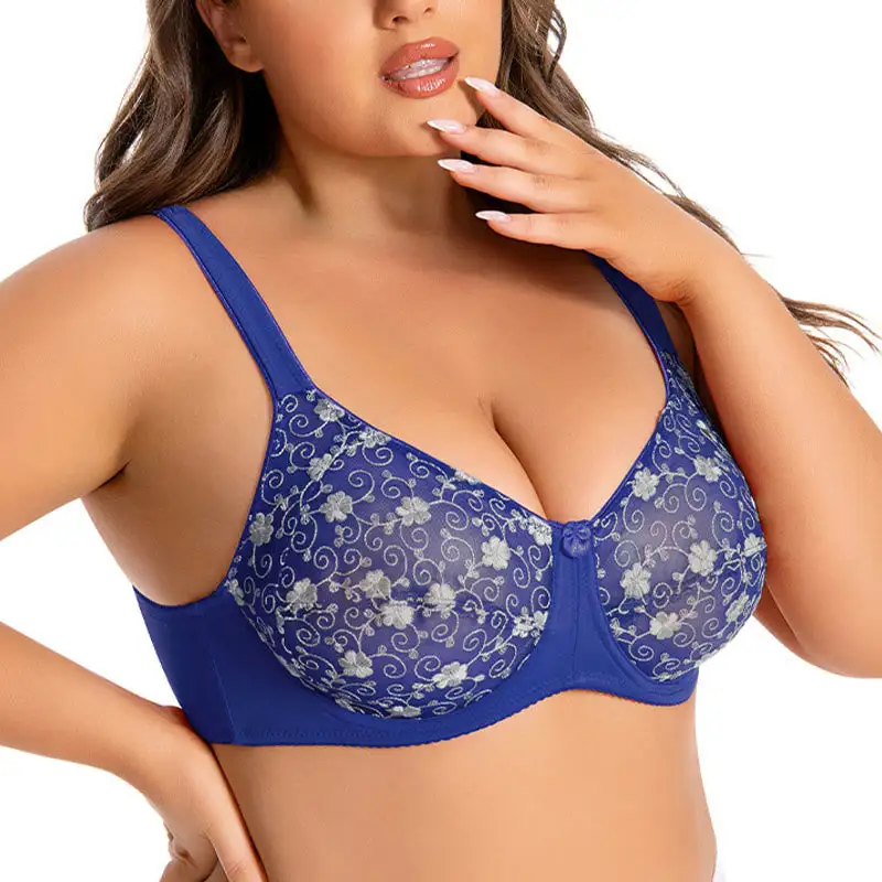 Flower Embroidery Full Coverage Bra