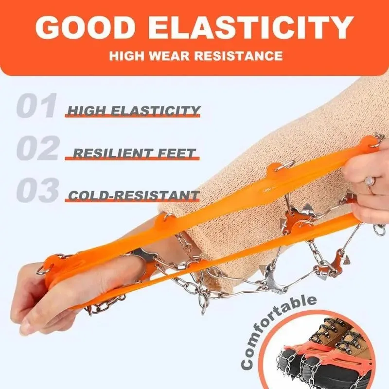 Outdoor 8-Tooth / 10-Tooth Ice Cleats Anti-Slip Shoe Covers, Sole Spike Chain Grips for Men Women, Snow Ice Traction Crampons