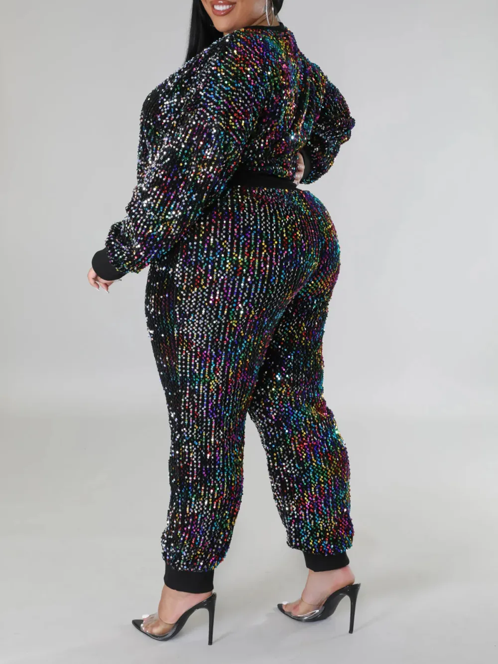 Plus Size Women'S Fashion Sequin Suit