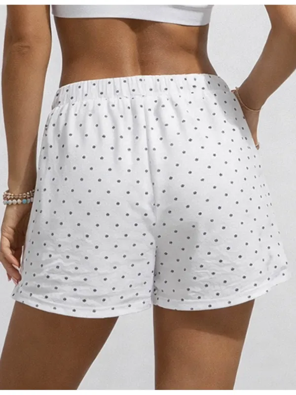 Polka Dot Elastic Waist Pocket Wide Leg Shorts