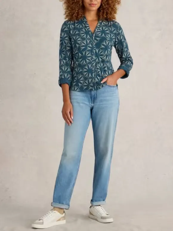 Long-Sleeved Art Graphic Cotton Shirt