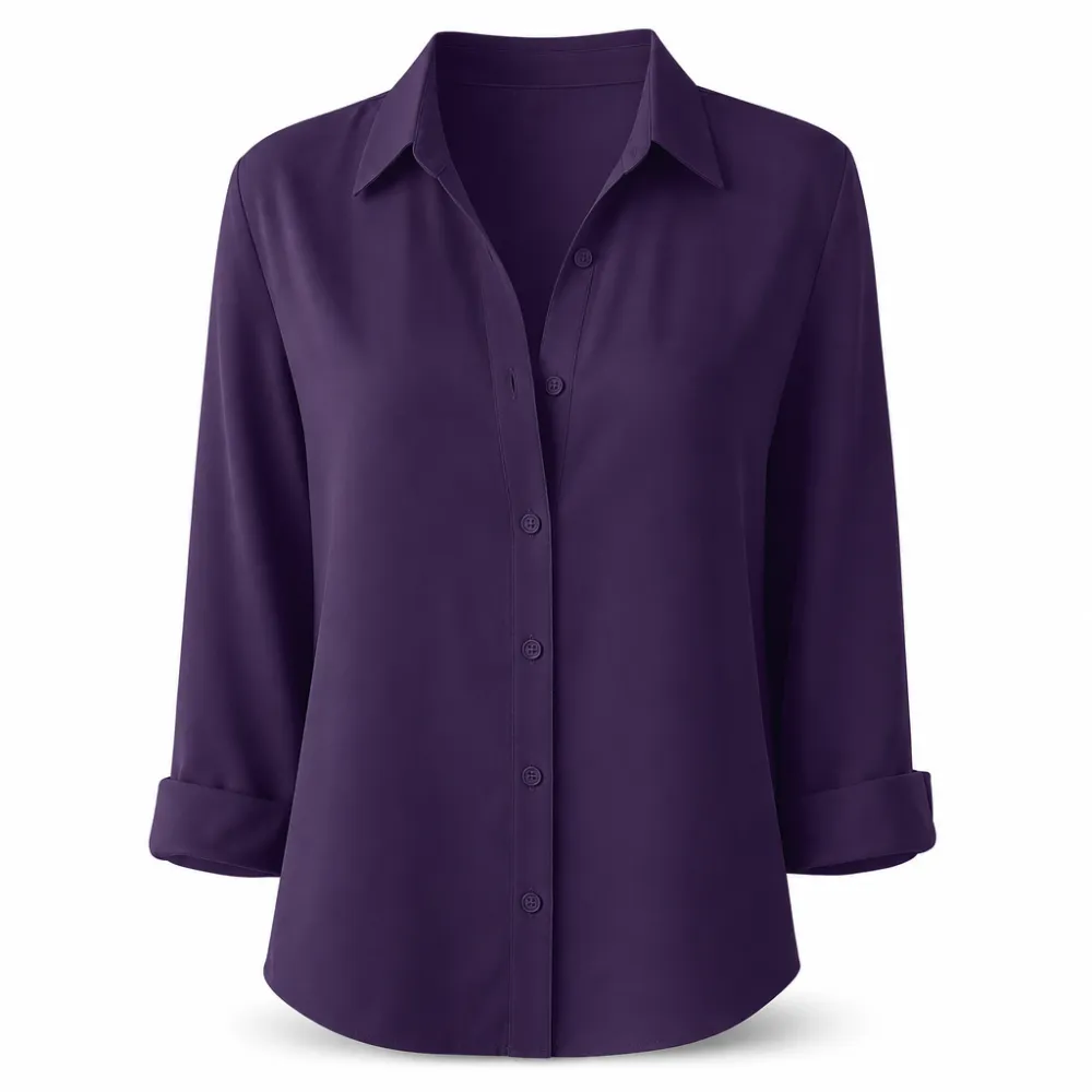 Women Elegant Casual Long Sleeve Button Up Blouse
