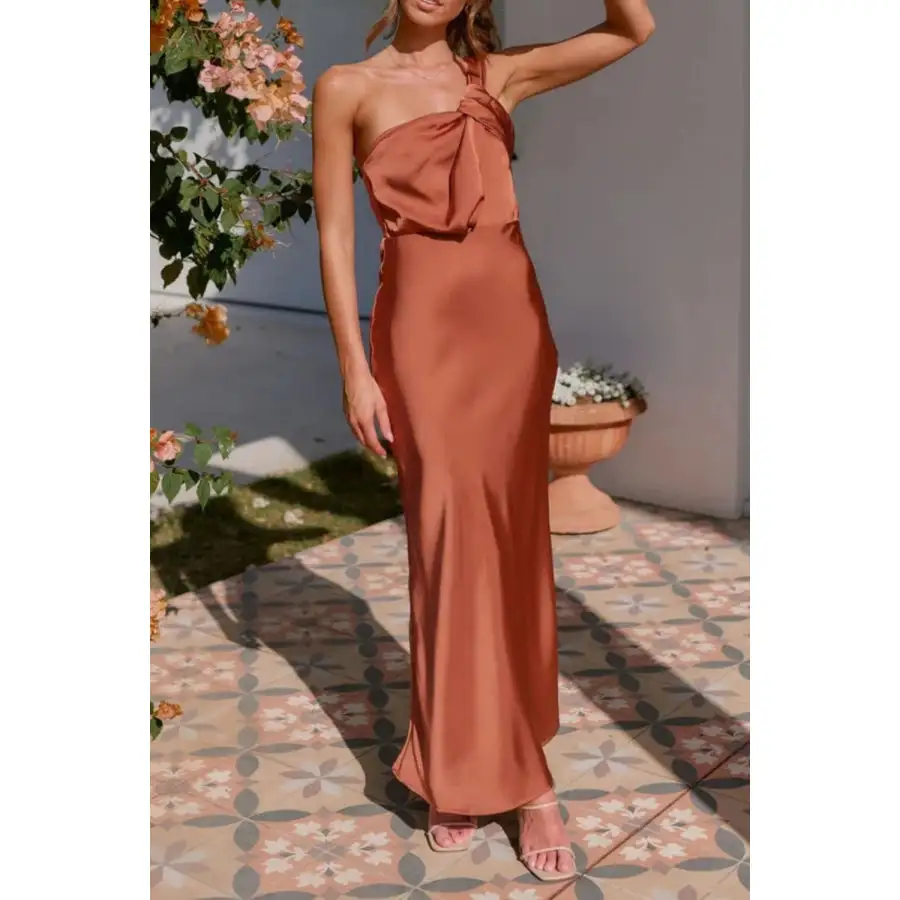 One Shoulder Sleeveless Maxi Dress