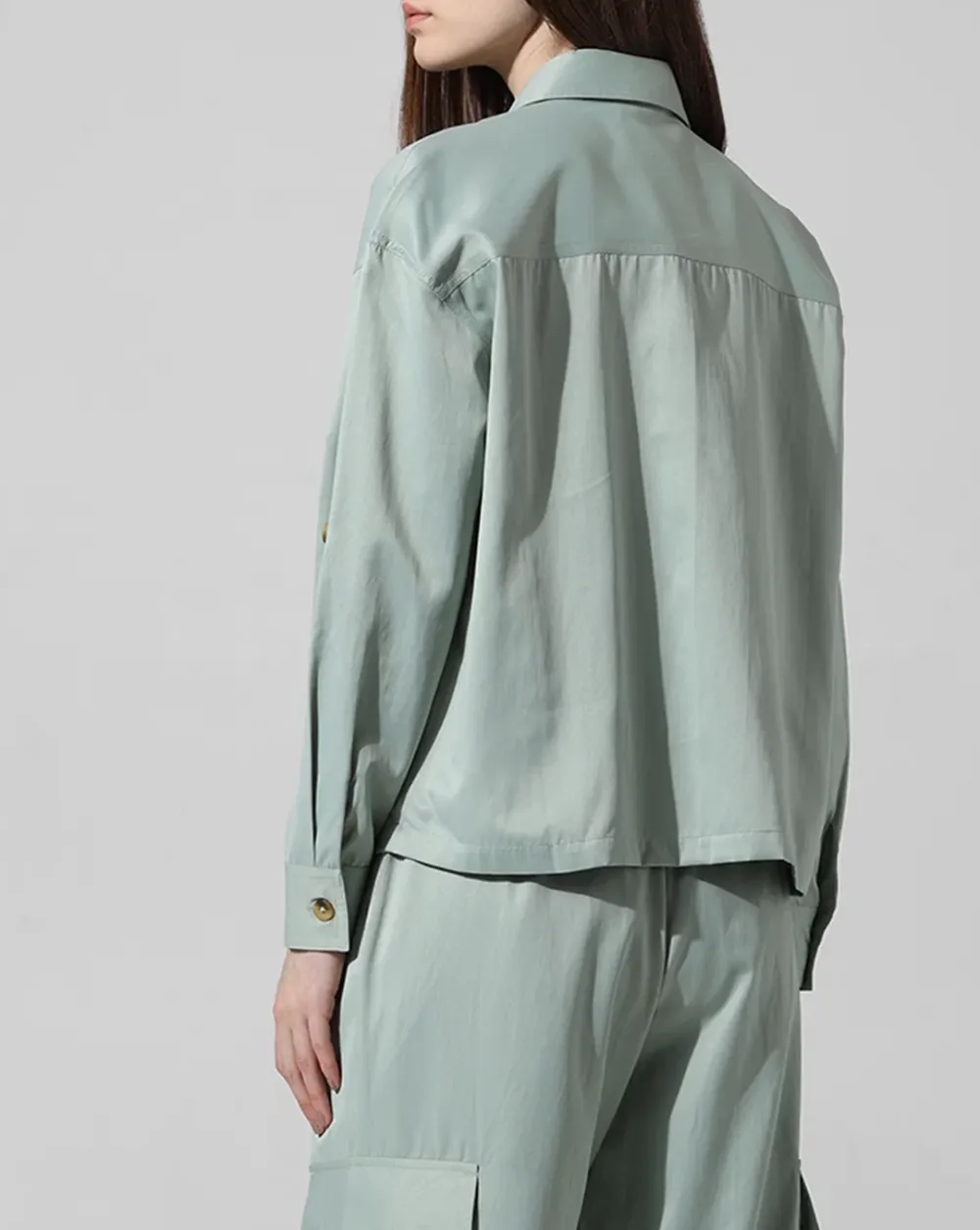 Green Utility Loose Fit Co-ord Set Shirt