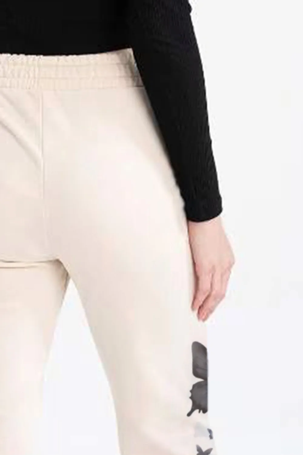 Elastic Waist Butterfly Print Joggers
