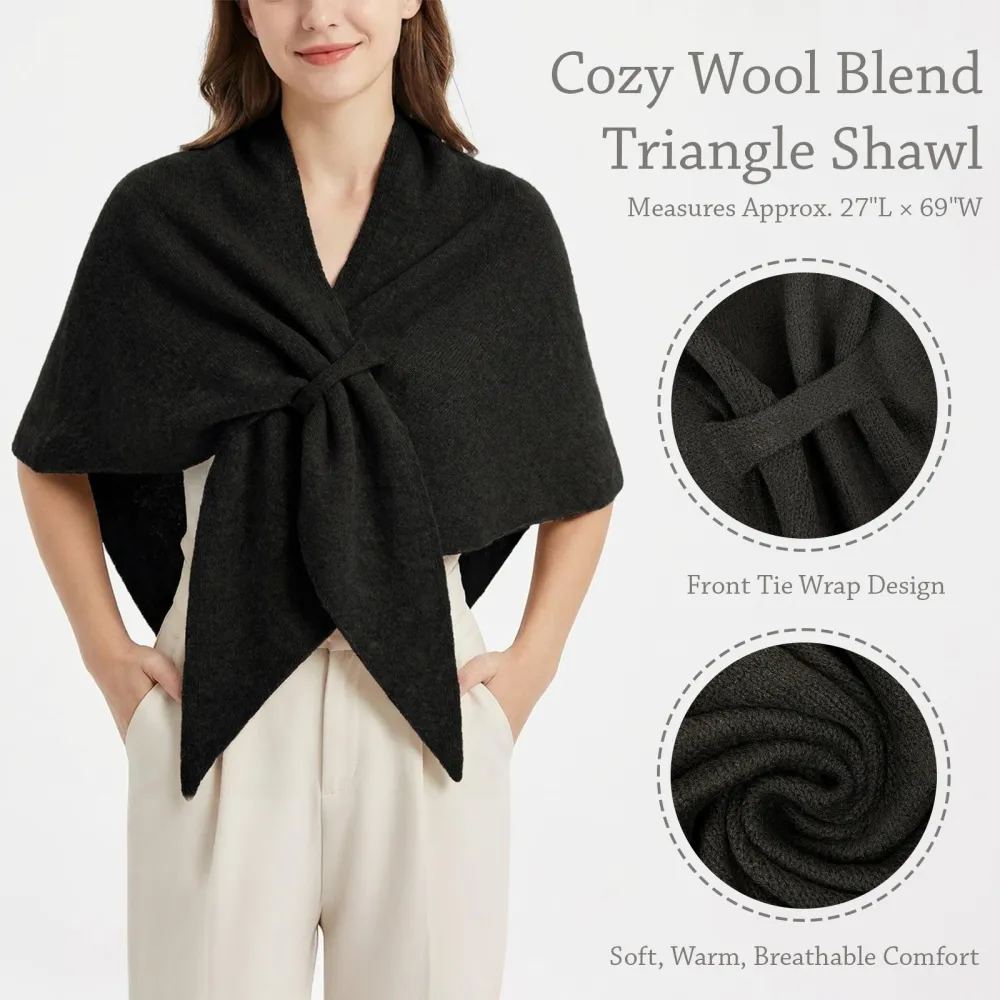2026 Spring/Fall Faux Cashmere Lazy Style Multi-Color Loose Shawl for Women Warm Triangle Scarf Cape Layering Outerwear