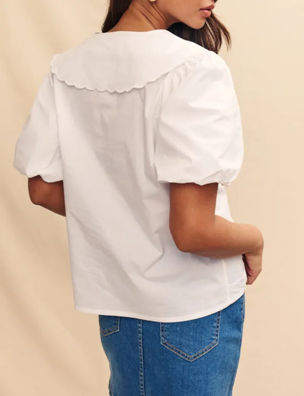 White Puff Sleeve Birdie Blouse