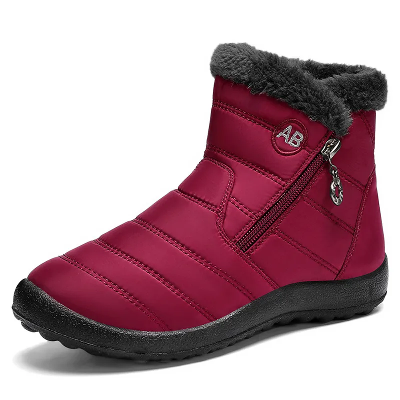 Women's Cotton Shoes Winter Boots PU Long Tube Plush Lined Thick Warm High-Top Snow Boots