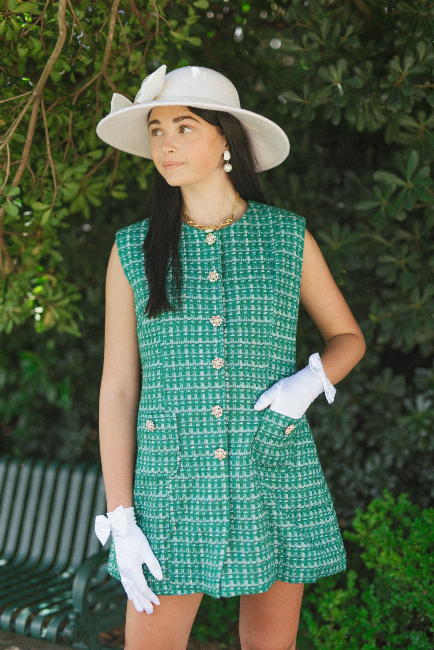 Money Talks Tweed Dress, GREEN