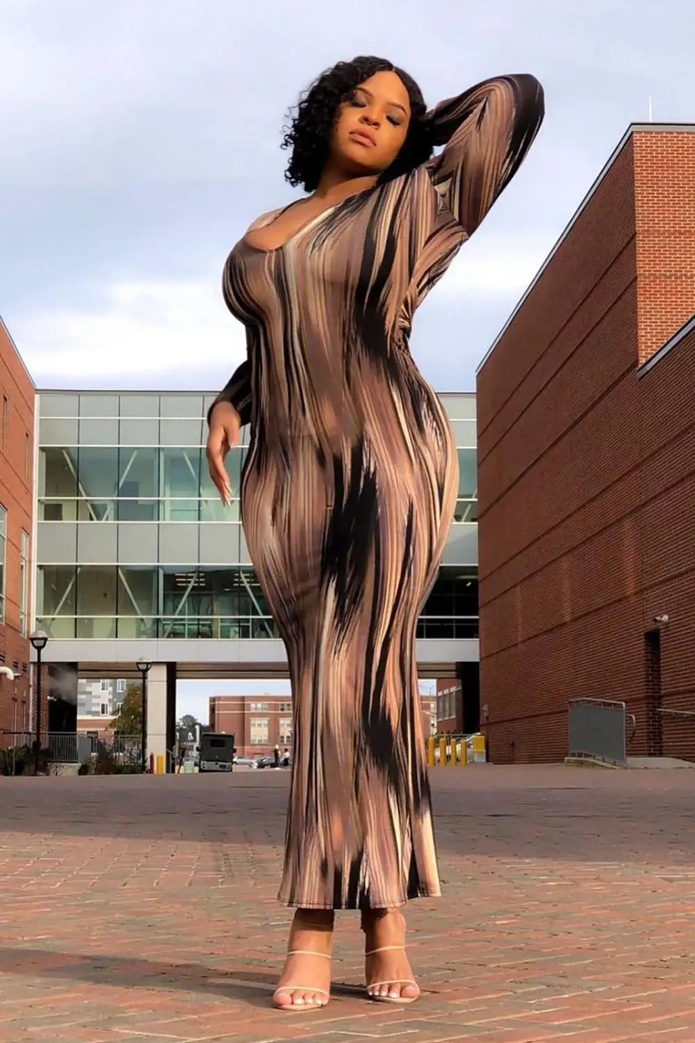 Mind Of My Own Maxi Dress - Brown/combo