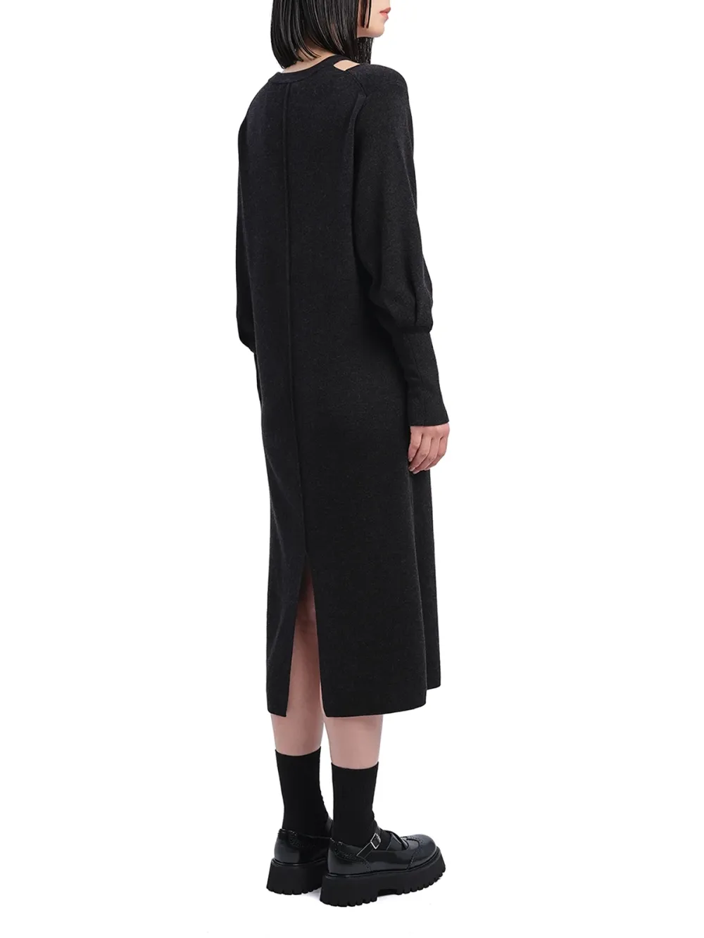 Long - Sleeve Loose - Fit Midi Dress