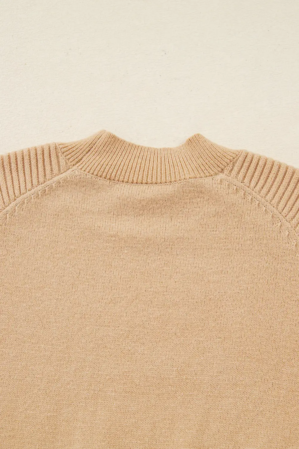 Plain Neck Puff Sleeve Detail Sweater
