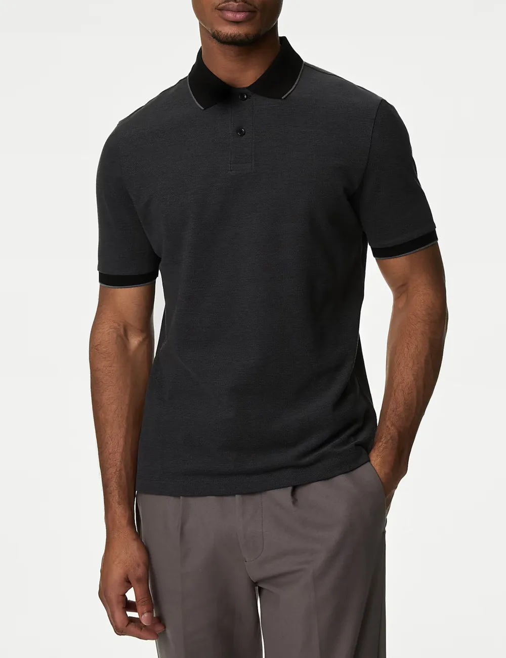 Pure Cotton Tipped Pique Shirt