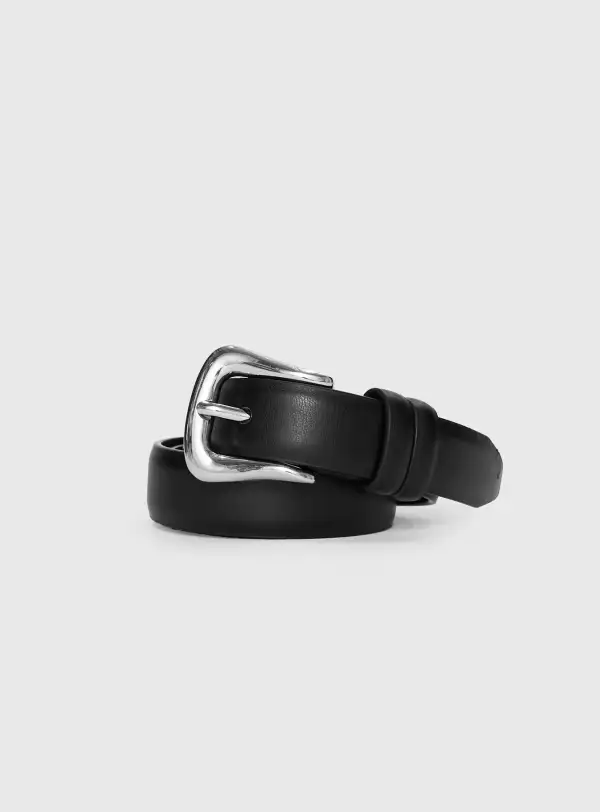 Modernist Buckle Faux Leather Belt