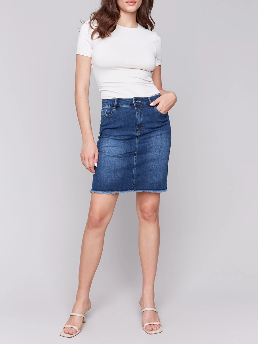 Stretch Slim Fit Basic Denim Skirt