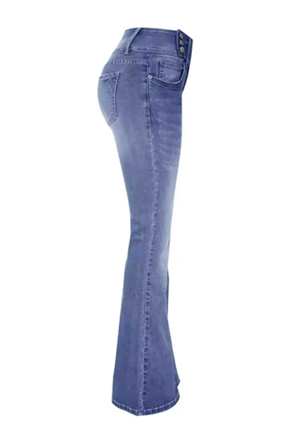 Side Button Flare Jeans