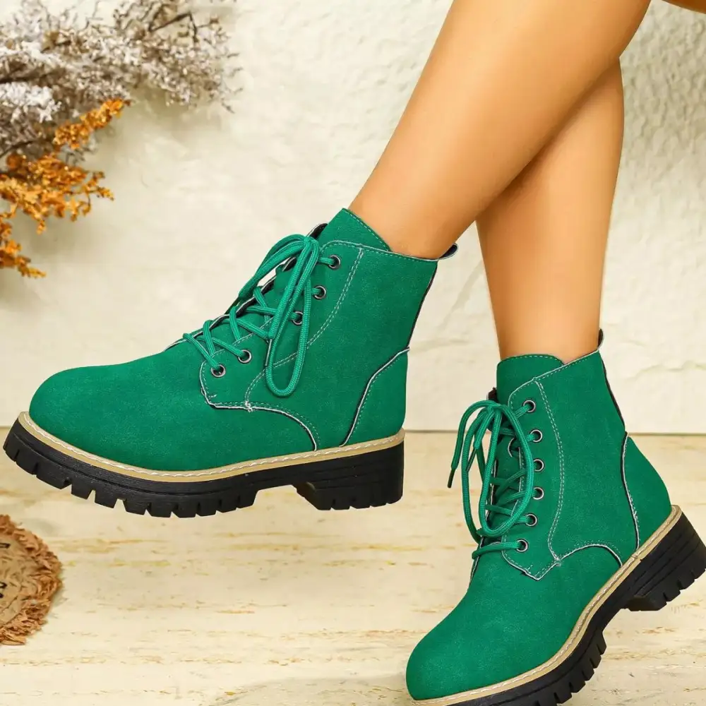 Round Toe Lace-Up Boots