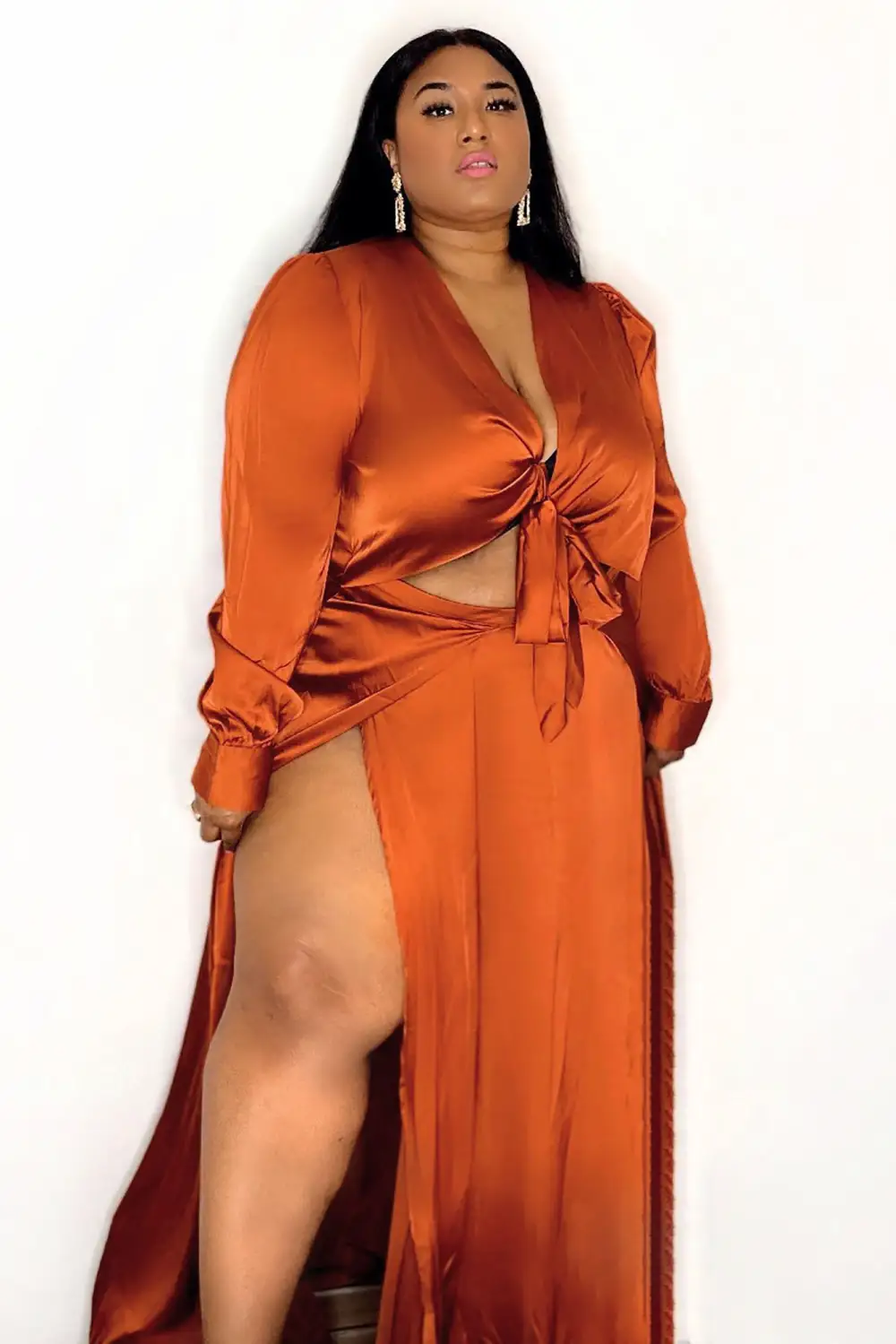 Entice Me Satin Maxi Dress - Bronze