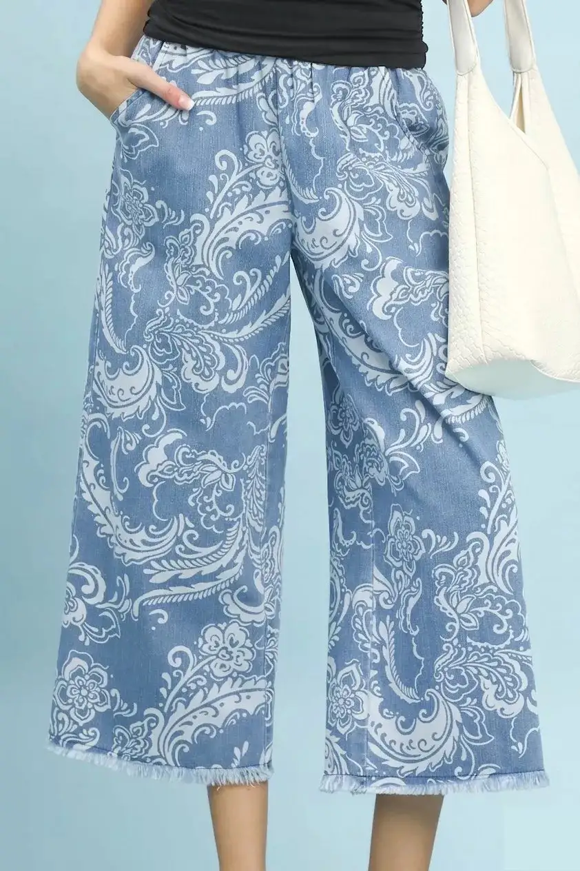 Wash Wide Leg Crop Pants